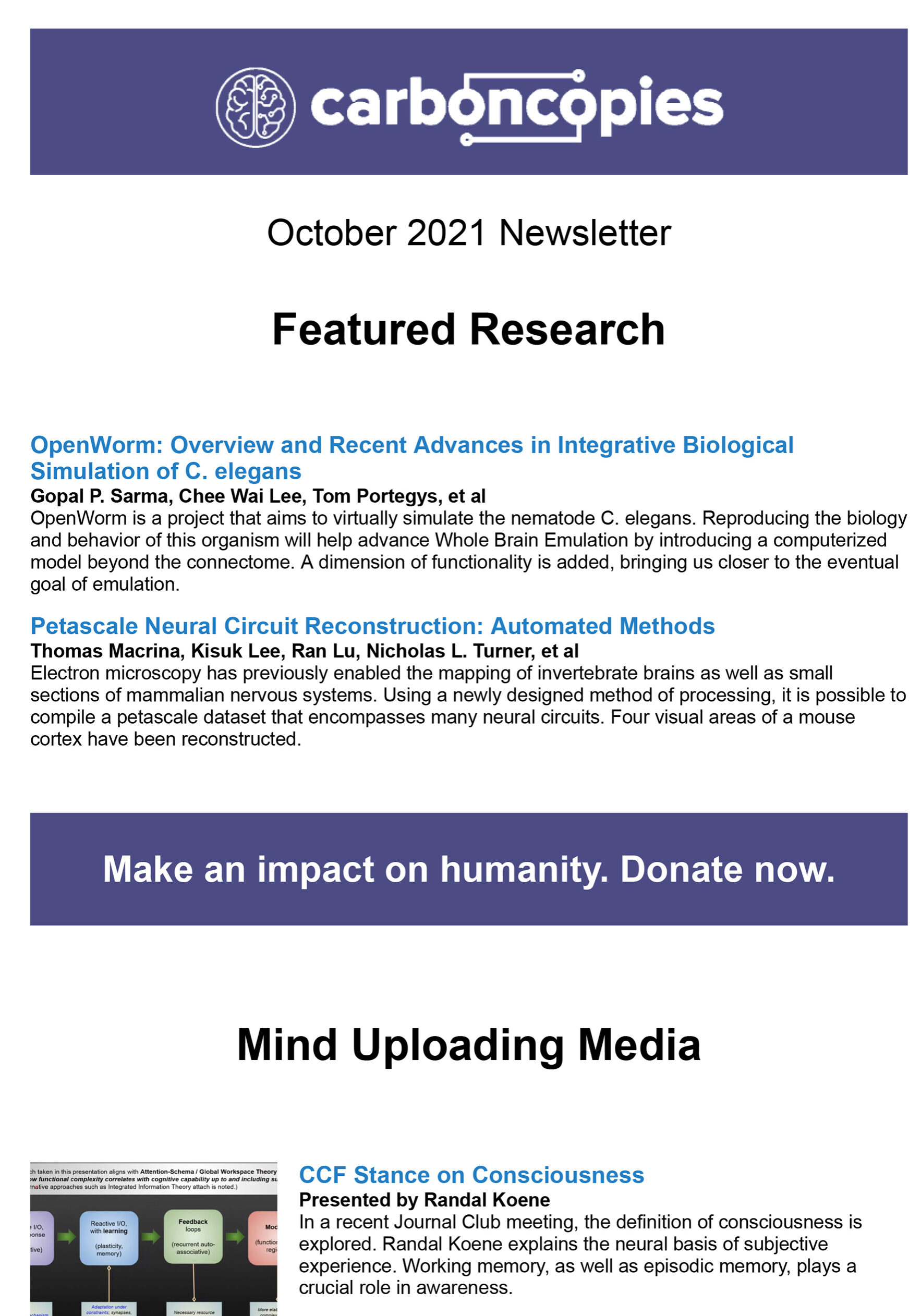 Carboncopies Foundation for Substrate-Independent Minds, Inc. Mail - Carboncopies October 2021 Newsletter-1